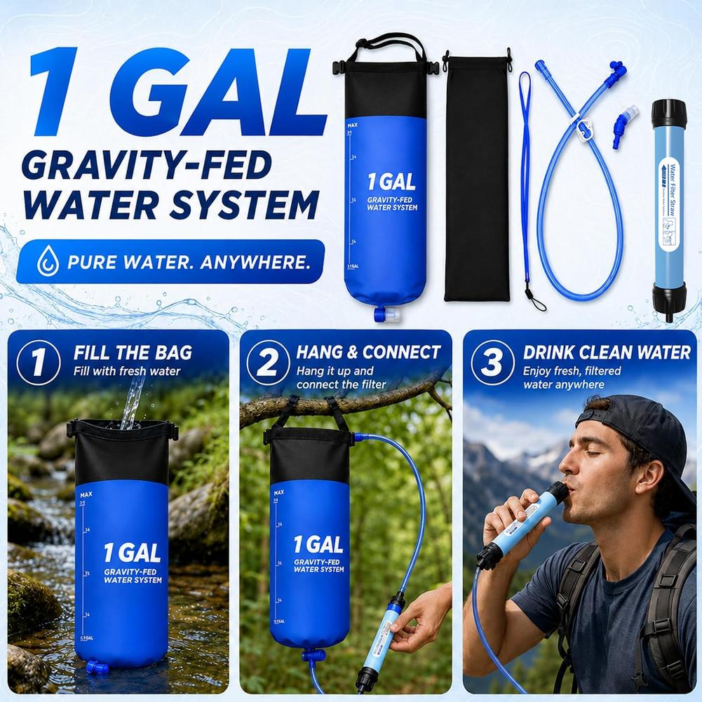 Bivy Bag Emergency - 1 Gal Zwaartekracht Waterfilterzak Stroset Camping
